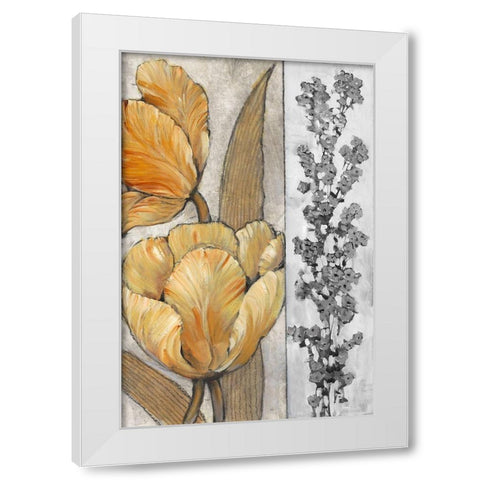 Ochre and Grey Tulips III White Modern Wood Framed Art Print by OToole, Tim