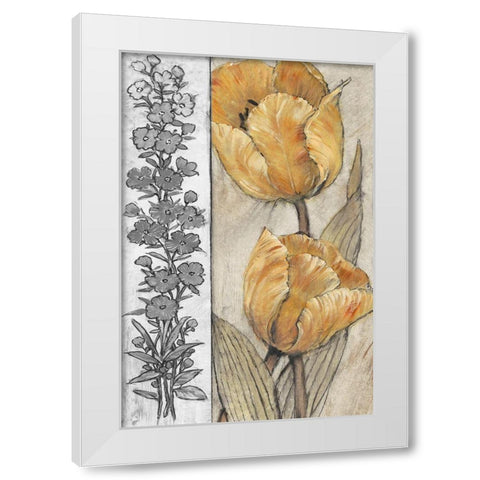 Ochre and Grey Tulips IV White Modern Wood Framed Art Print by OToole, Tim