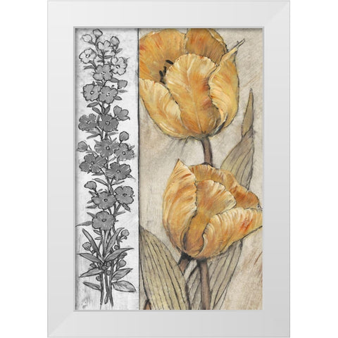 Ochre and Grey Tulips IV White Modern Wood Framed Art Print by OToole, Tim