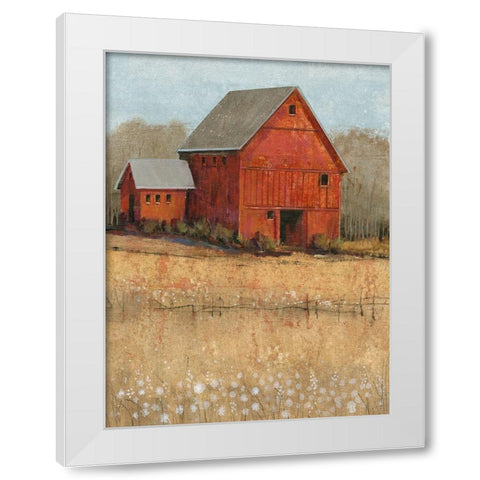 Red Barn View II White Modern Wood Framed Art Print by OToole, Tim