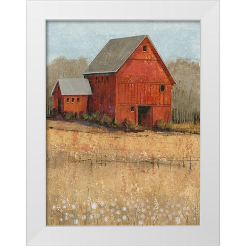 Red Barn View II White Modern Wood Framed Art Print by OToole, Tim