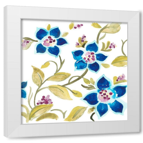 Abbey Floral Tiles II White Modern Wood Framed Art Print by Vess, June Erica