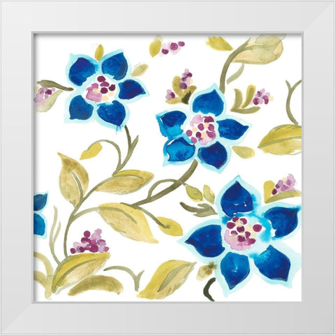Abbey Floral Tiles II White Modern Wood Framed Art Print by Vess, June Erica