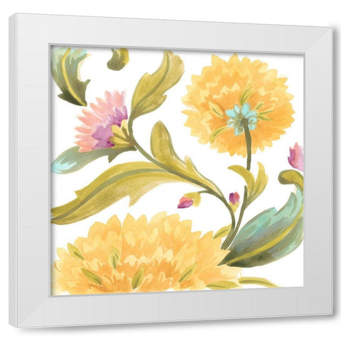Abbey Floral Tiles III White Modern Wood Framed Art Print by Vess, June Erica