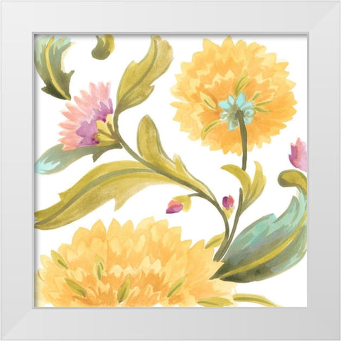 Abbey Floral Tiles III White Modern Wood Framed Art Print by Vess, June Erica