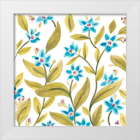 Abbey Floral Tiles IV White Modern Wood Framed Art Print by Vess, June Erica
