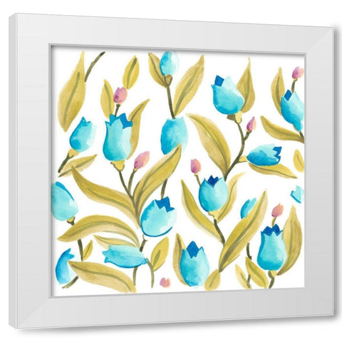 Abbey Floral Tiles VI White Modern Wood Framed Art Print by Vess, June Erica