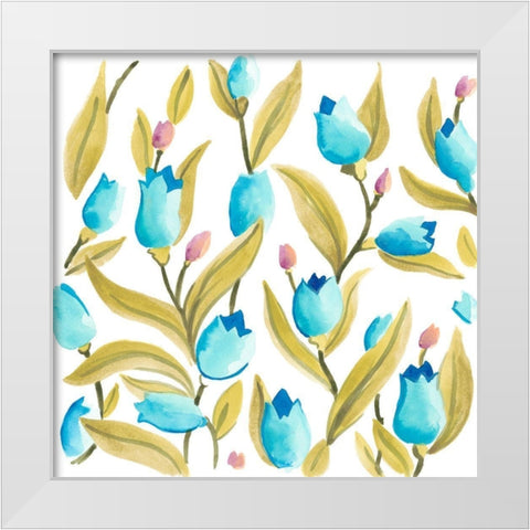 Abbey Floral Tiles VI White Modern Wood Framed Art Print by Vess, June Erica