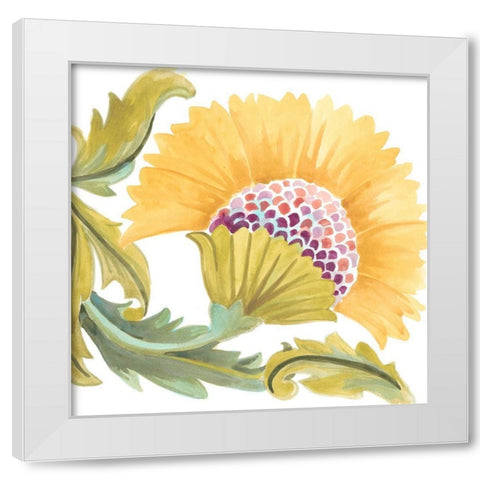 Abbey Floral Tiles VII White Modern Wood Framed Art Print by Vess, June Erica