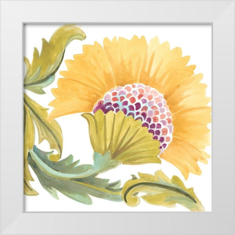 Abbey Floral Tiles VII White Modern Wood Framed Art Print by Vess, June Erica