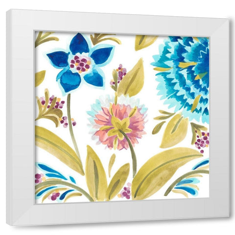 Abbey Floral Tiles VIII White Modern Wood Framed Art Print by Vess, June Erica