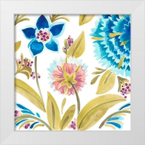 Abbey Floral Tiles VIII White Modern Wood Framed Art Print by Vess, June Erica