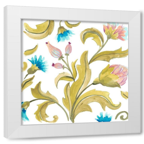 Abbey Floral Tiles IX White Modern Wood Framed Art Print by Vess, June Erica