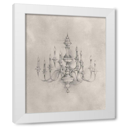 Chandelier Schematic I White Modern Wood Framed Art Print by Harper, Ethan
