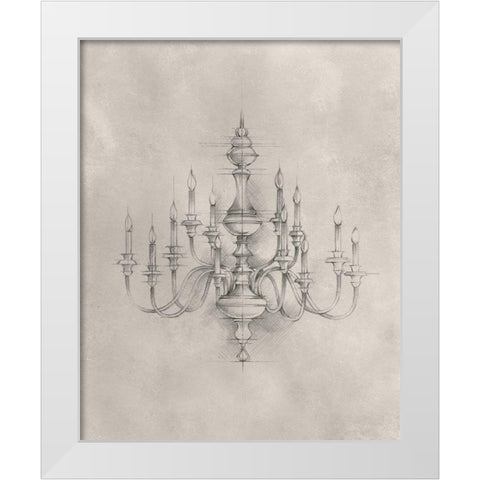 Chandelier Schematic I White Modern Wood Framed Art Print by Harper, Ethan