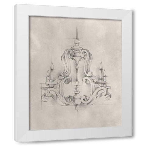Chandelier Schematic II White Modern Wood Framed Art Print by Harper, Ethan