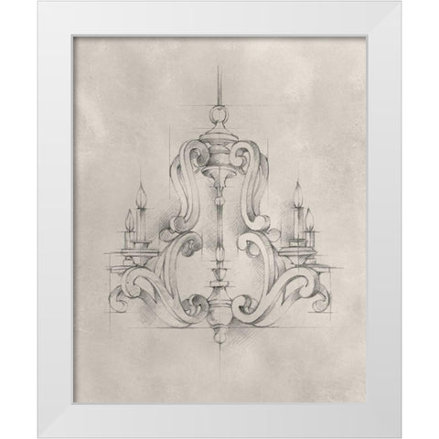 Chandelier Schematic II White Modern Wood Framed Art Print by Harper, Ethan