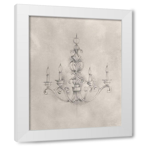 Chandelier Schematic III White Modern Wood Framed Art Print by Harper, Ethan