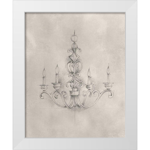 Chandelier Schematic III White Modern Wood Framed Art Print by Harper, Ethan