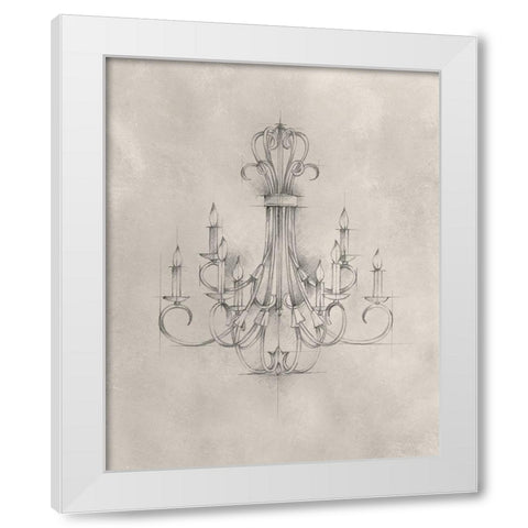 Chandelier Schematic IV White Modern Wood Framed Art Print by Harper, Ethan