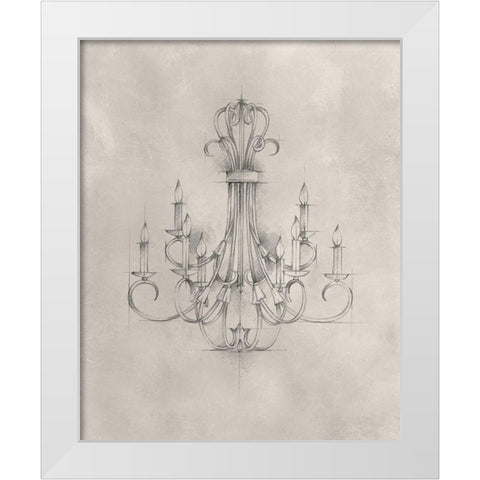 Chandelier Schematic IV White Modern Wood Framed Art Print by Harper, Ethan