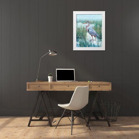 Marsh Heron II White Modern Wood Framed Art Print by OToole, Tim
