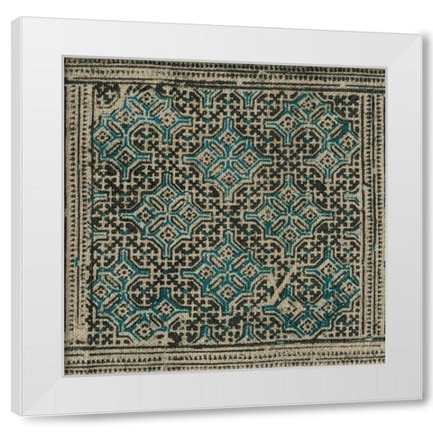 Block Print Textile III White Modern Wood Framed Art Print by Vision Studio