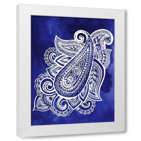 Indigo Paisley I White Modern Wood Framed Art Print by Parker, Jennifer Paxton