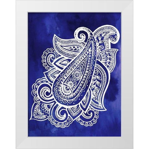 Indigo Paisley I White Modern Wood Framed Art Print by Parker, Jennifer Paxton