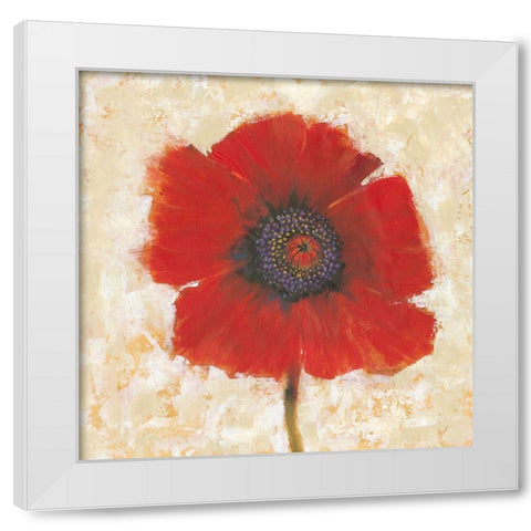 Red Poppy Portrait II White Modern Wood Framed Art Print by OToole, Tim