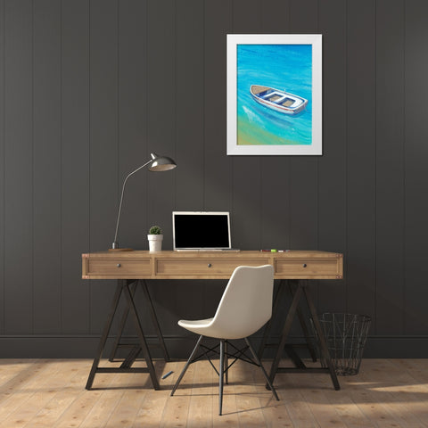 Anchored Dingy I White Modern Wood Framed Art Print by OToole, Tim