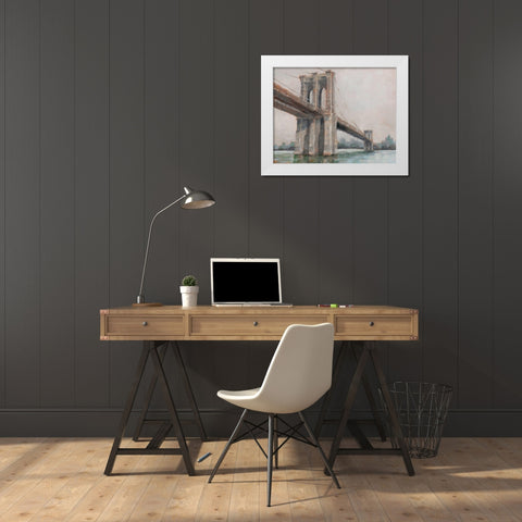 Spanning the East River I White Modern Wood Framed Art Print by Harper, Ethan
