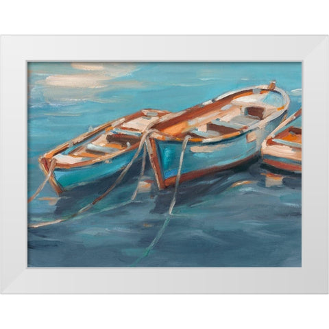 Tethered Row Boats I White Modern Wood Framed Art Print by Harper, Ethan