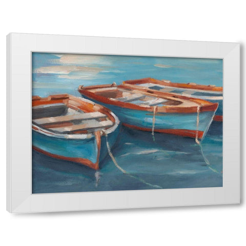 Tethered Row Boats II White Modern Wood Framed Art Print by Harper, Ethan