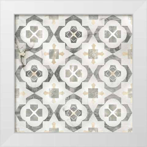 Marble Tile Design I White Modern Wood Framed Art Print by Vess, June Erica
