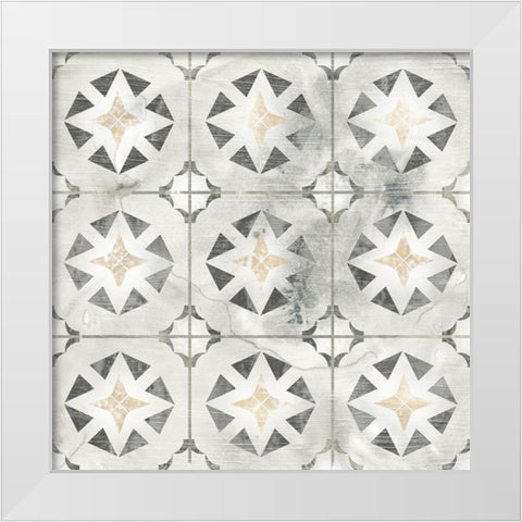 Marble Tile Design II White Modern Wood Framed Art Print by Vess, June Erica