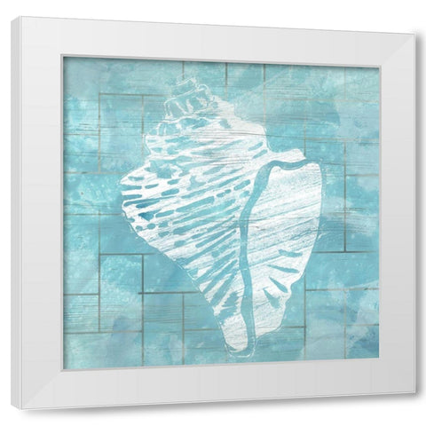 Cerulean Shell III White Modern Wood Framed Art Print by Vess, June Erica