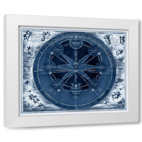 Indigo Planetary Chart White Modern Wood Framed Art Print by Vision Studio