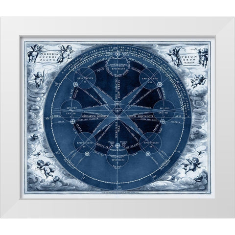 Indigo Planetary Chart White Modern Wood Framed Art Print by Vision Studio