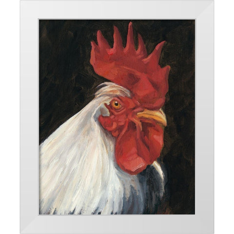 Rooster Portrait I White Modern Wood Framed Art Print by Harper, Ethan