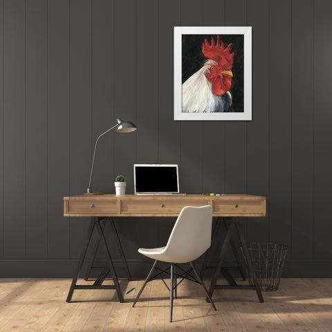 Rooster Portrait I White Modern Wood Framed Art Print by Harper, Ethan