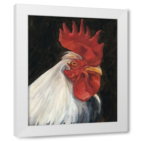 Rooster Portrait I White Modern Wood Framed Art Print by Harper, Ethan