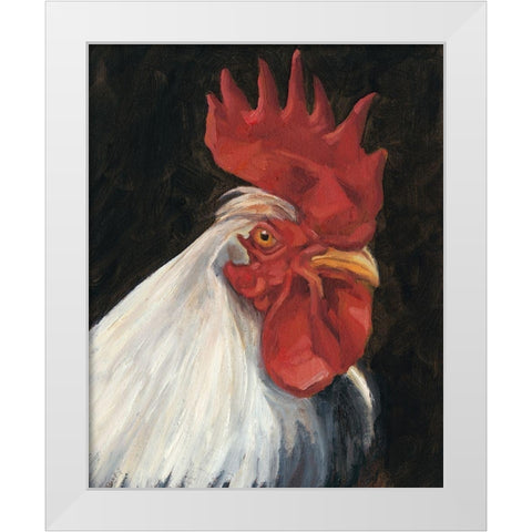 Rooster Portrait I White Modern Wood Framed Art Print by Harper, Ethan