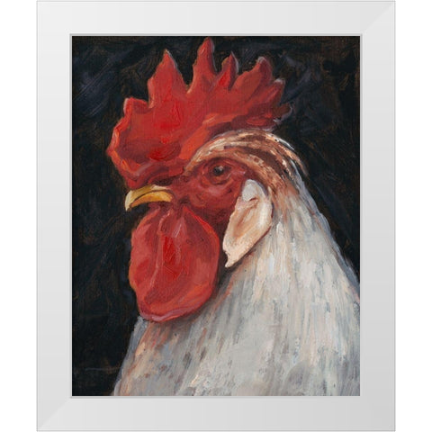 Rooster Portrait II White Modern Wood Framed Art Print by Harper, Ethan