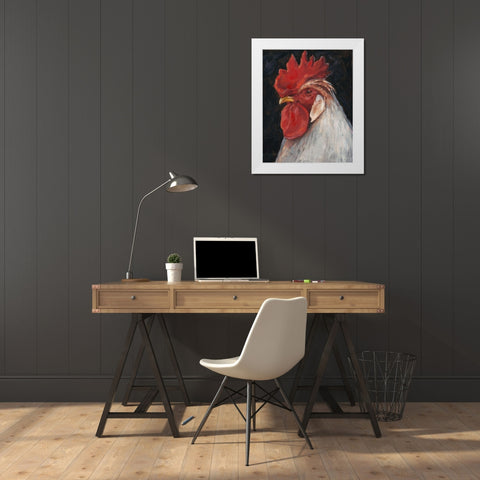 Rooster Portrait II White Modern Wood Framed Art Print by Harper, Ethan
