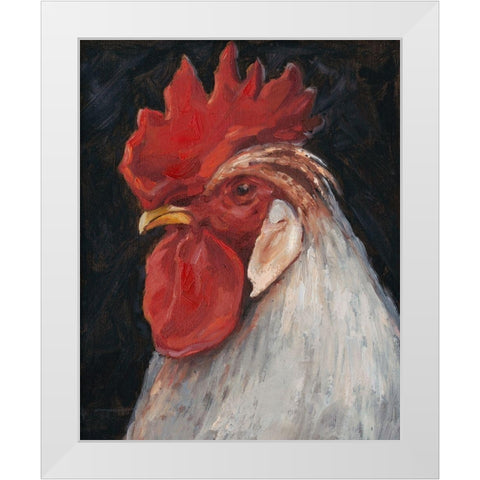 Rooster Portrait II White Modern Wood Framed Art Print by Harper, Ethan