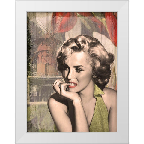 The Thinker Red Lips White Modern Wood Framed Art Print by Consani, Chris