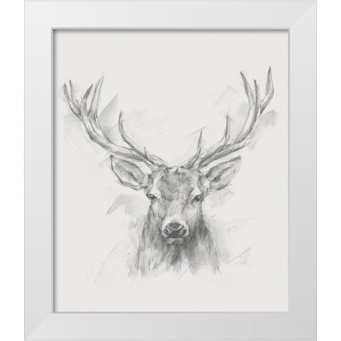 Contemporary Elk Sketch I White Modern Wood Framed Art Print by Harper, Ethan