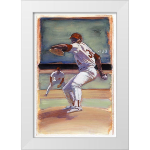 Baseball I White Modern Wood Framed Art Print by Dean, Bruce