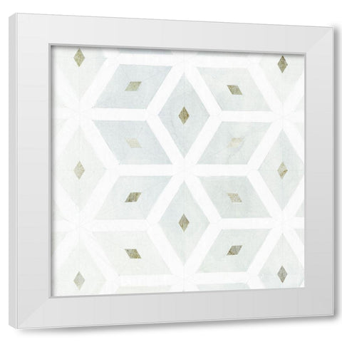 Seaglass Tiles I White Modern Wood Framed Art Print by Borges, Victoria